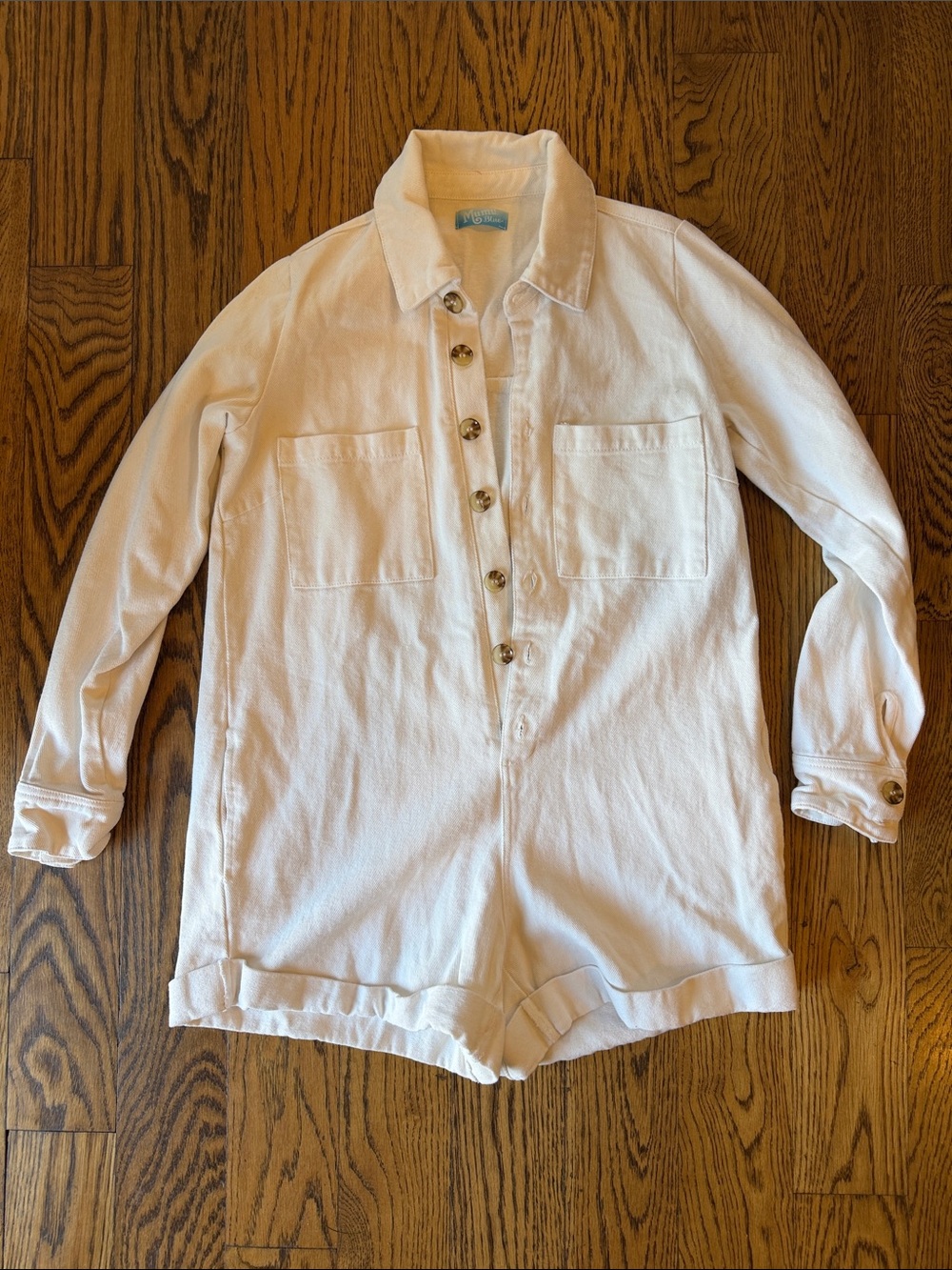 Show Me Your MuMu Cream Button-Front Romper